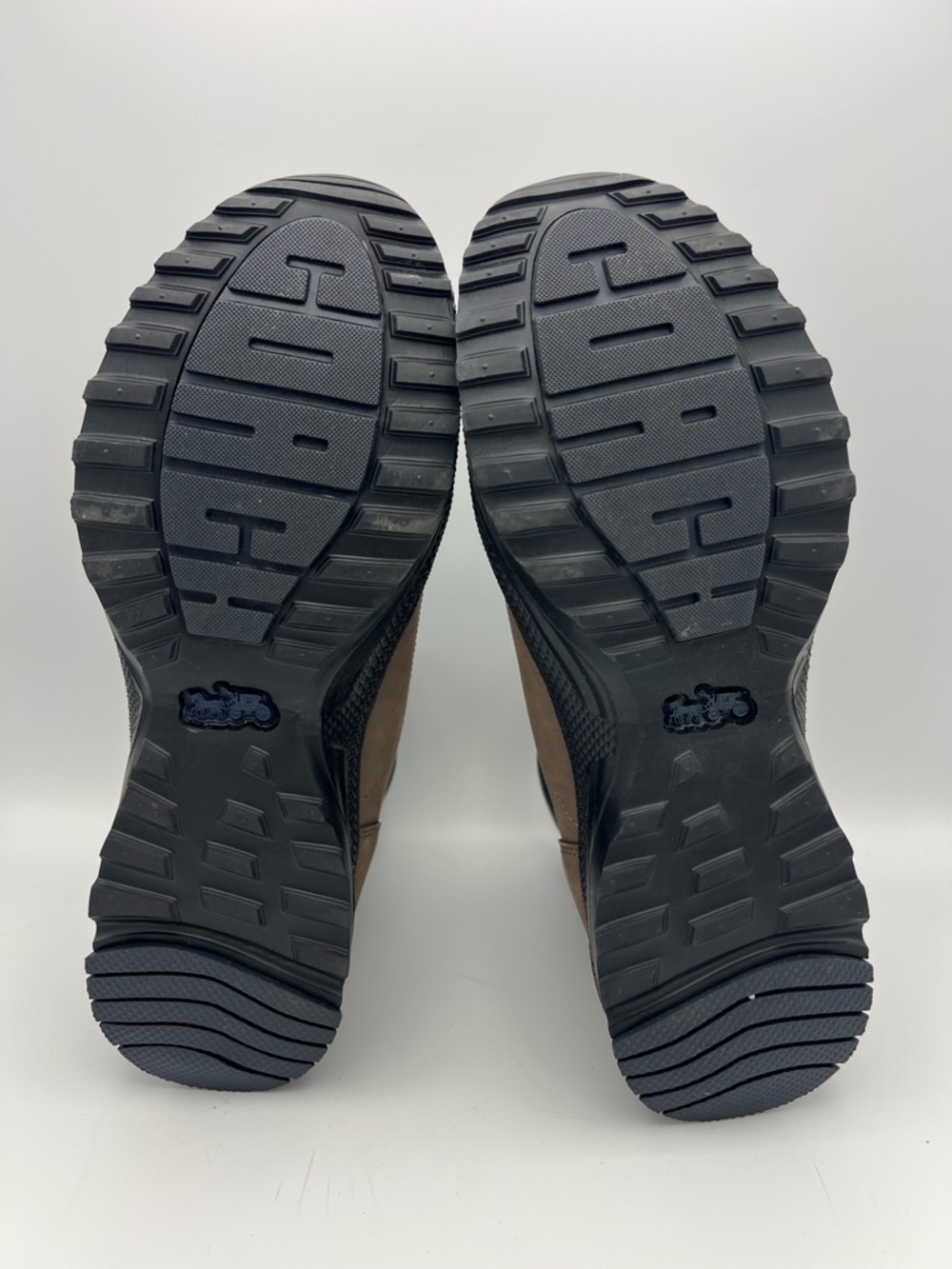 Coach Men's Brown Leather Hiking Boots with Light Blue Laces - Picture 7 of 7